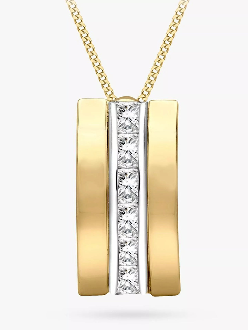 9ct Two-Tone Gold Triple Bar Zirconia Pendant