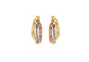 9ct Triple-Tone Gold Crescent Stud Earrings
