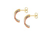 9ct Triple-Tone Gold Crescent Stud Earrings