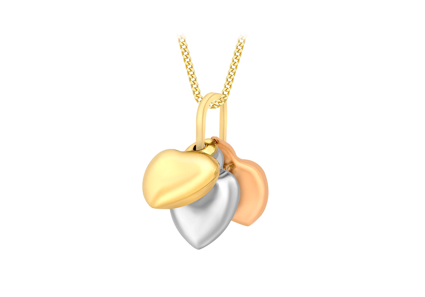 9ct 3-Tone Gold Triple Heart Pendant