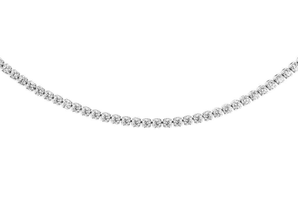 9ct White Gold White Zirconia Flexible Tennis Necklace