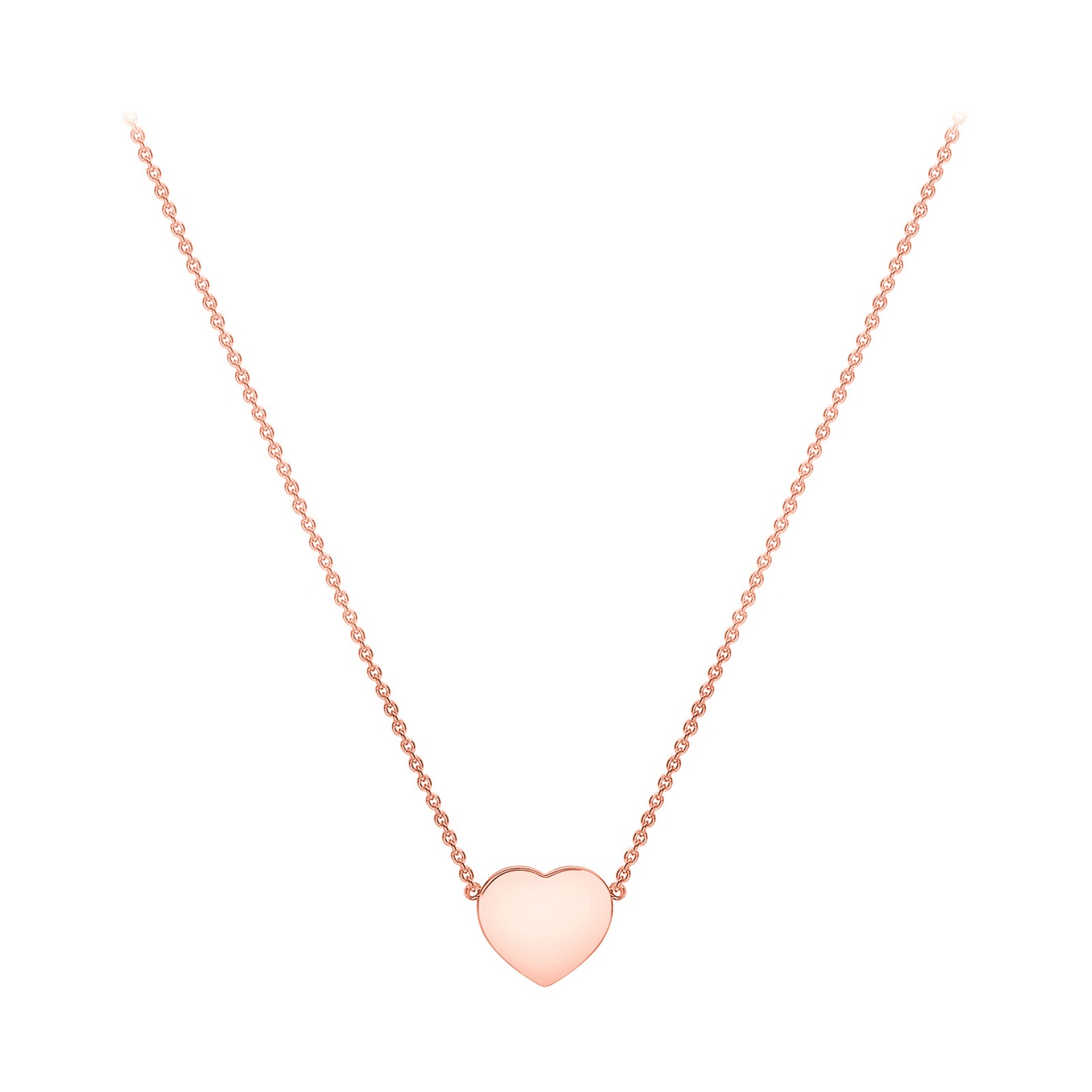 9ct Rose Gold Solid Heart Adjustable Necklace