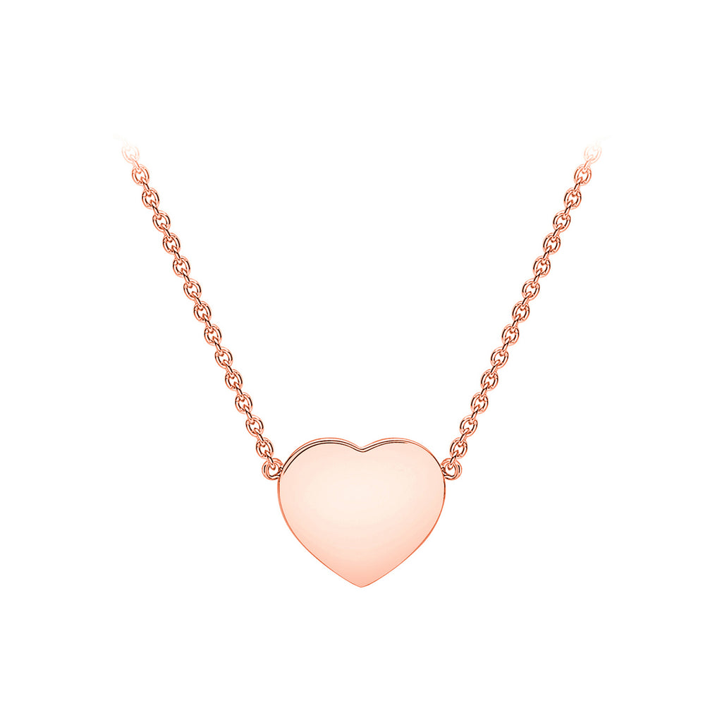 9ct Rose Gold Solid Heart Adjustable Necklace