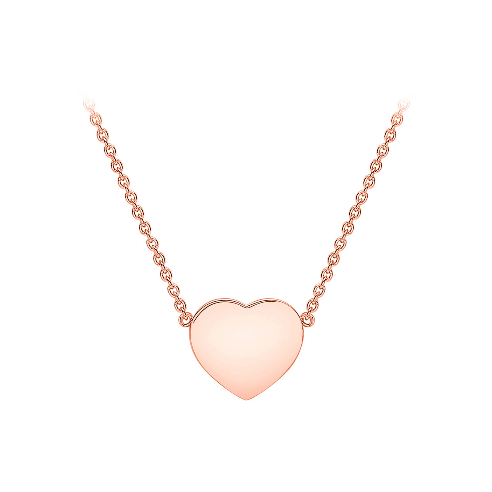 9ct Rose Gold Solid Heart Adjustable Necklace