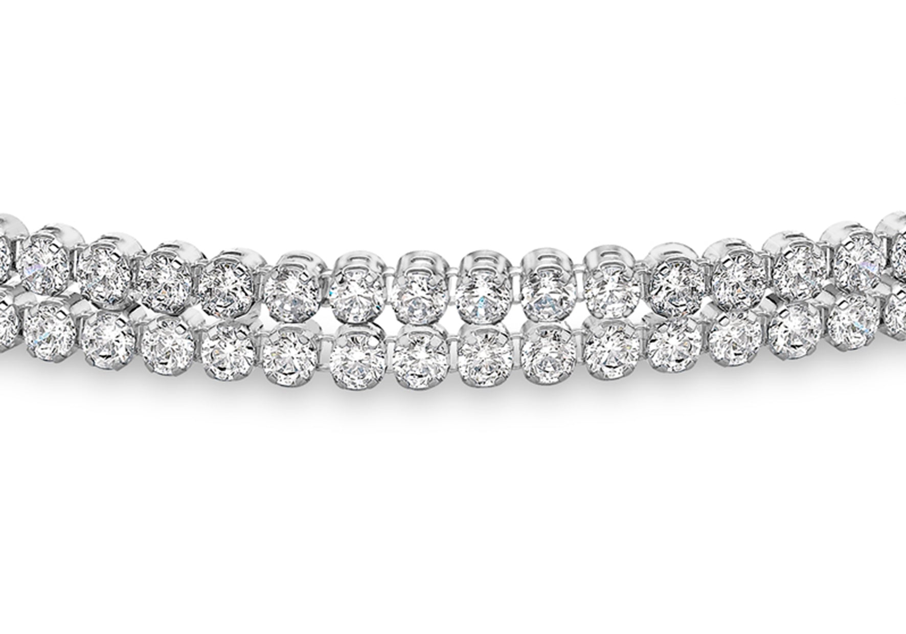 9ct White Gold Zirconia Double Tennis Bracelet