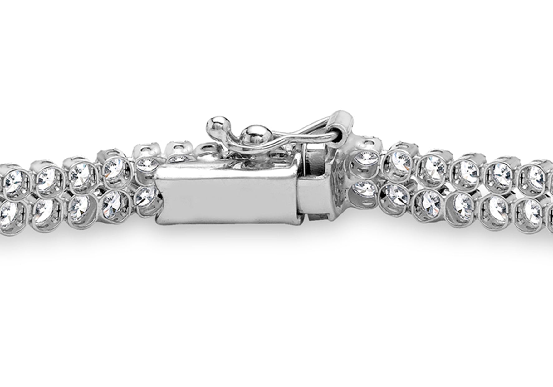 9ct White Gold Zirconia Double Tennis Bracelet