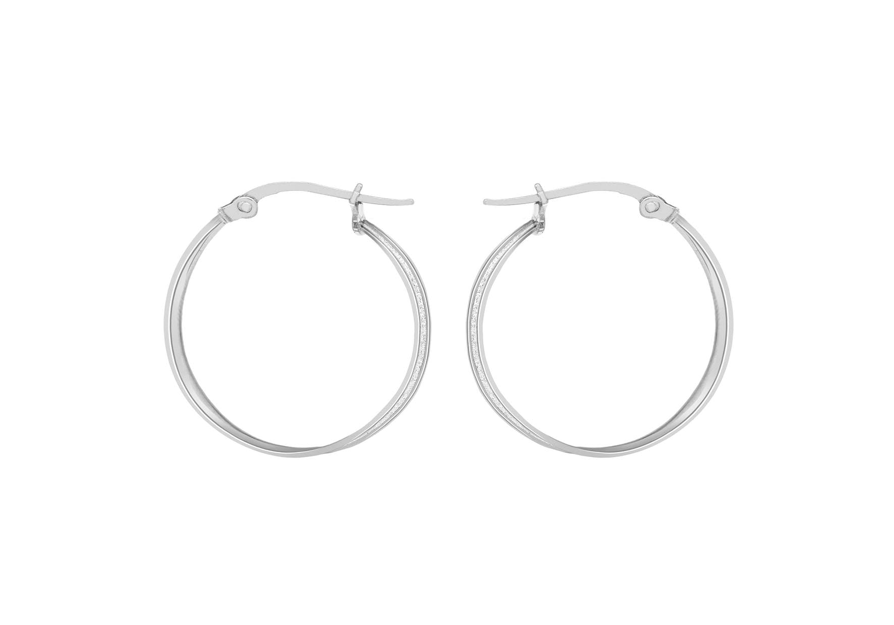 9ct White Gold Small Stardust Creole Earrings