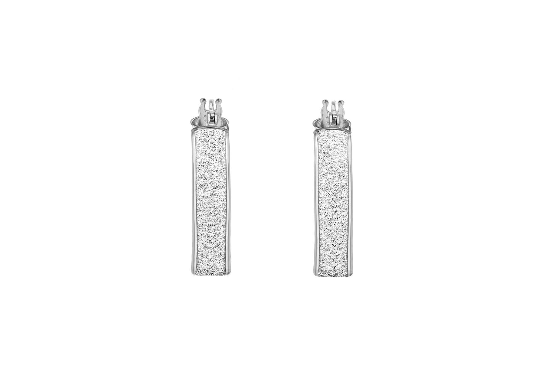 9ct White Gold Small Stardust Creole Earrings