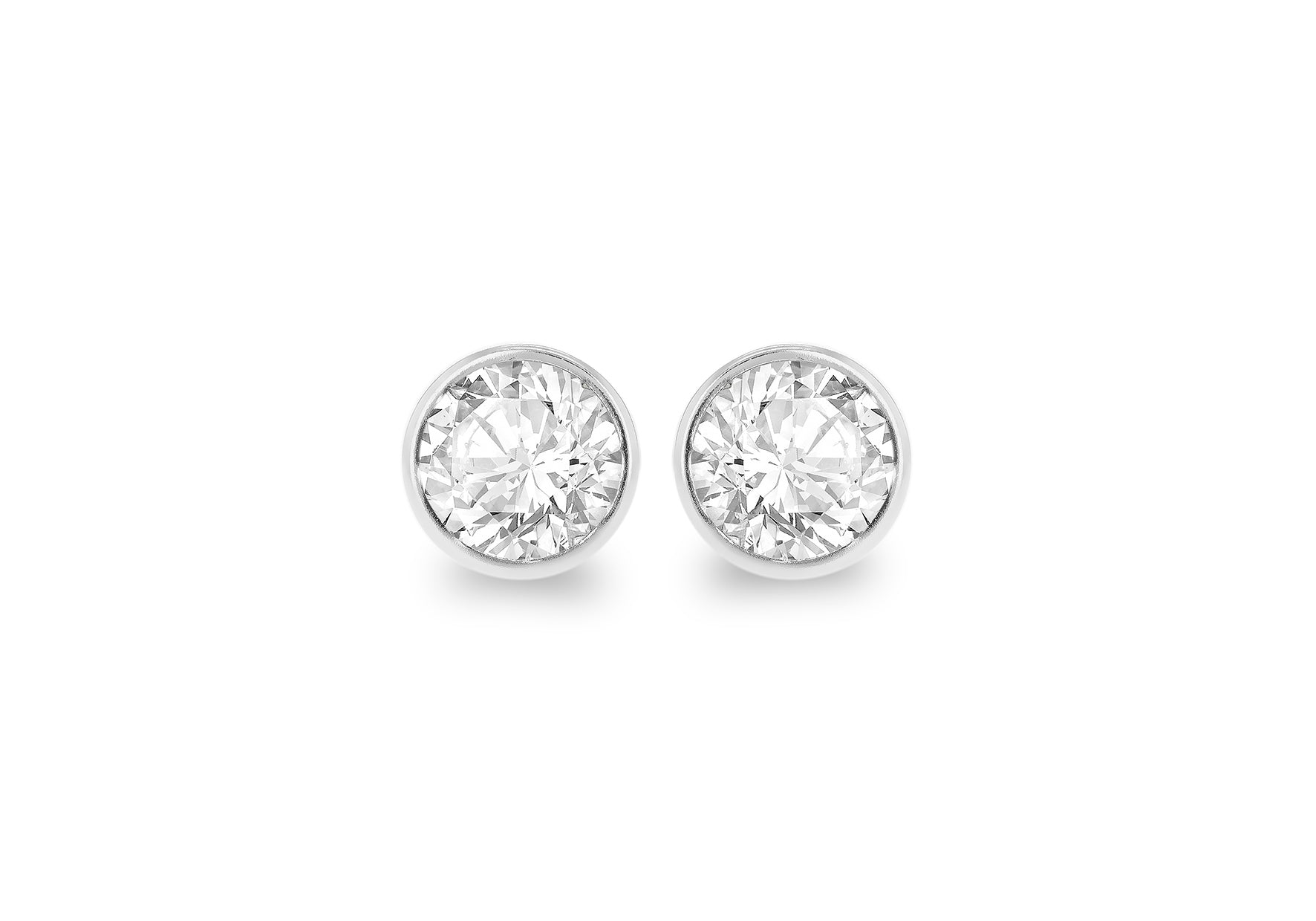 9ct White Gold Zirconia Bezel Stud Earrings