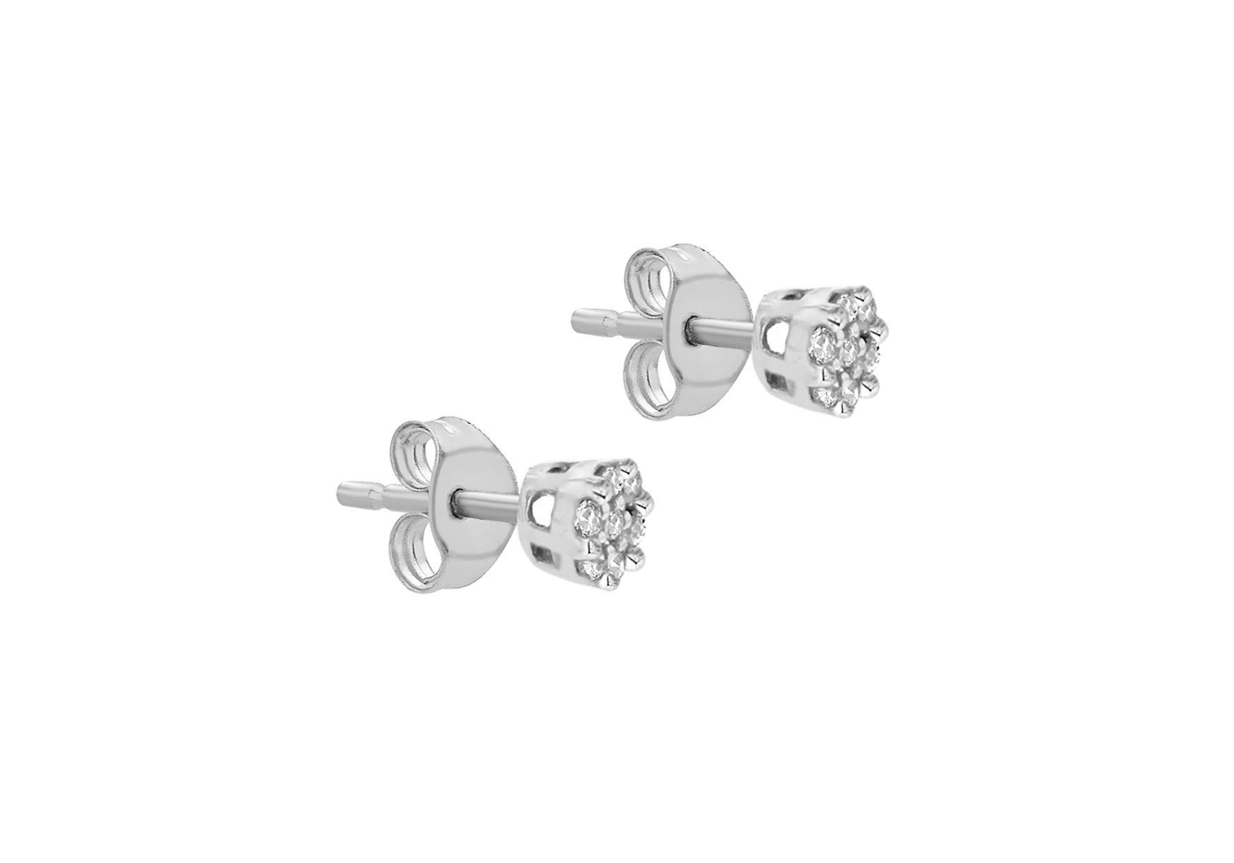 9ct White Gold 0.25ct Diamond Cluster Stud Earrings