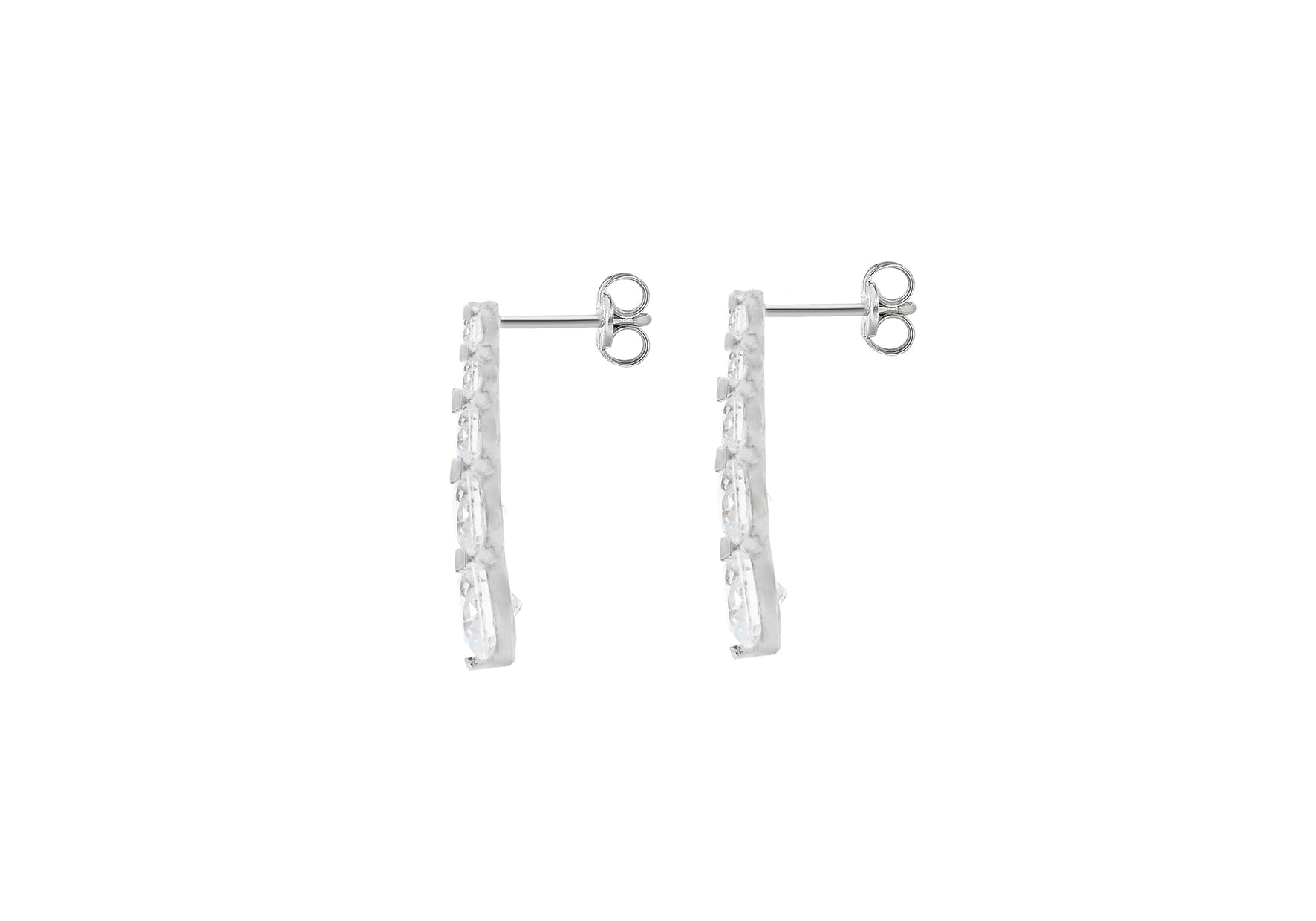 9ct White Gold Graduated Zirconia Drop Earrings