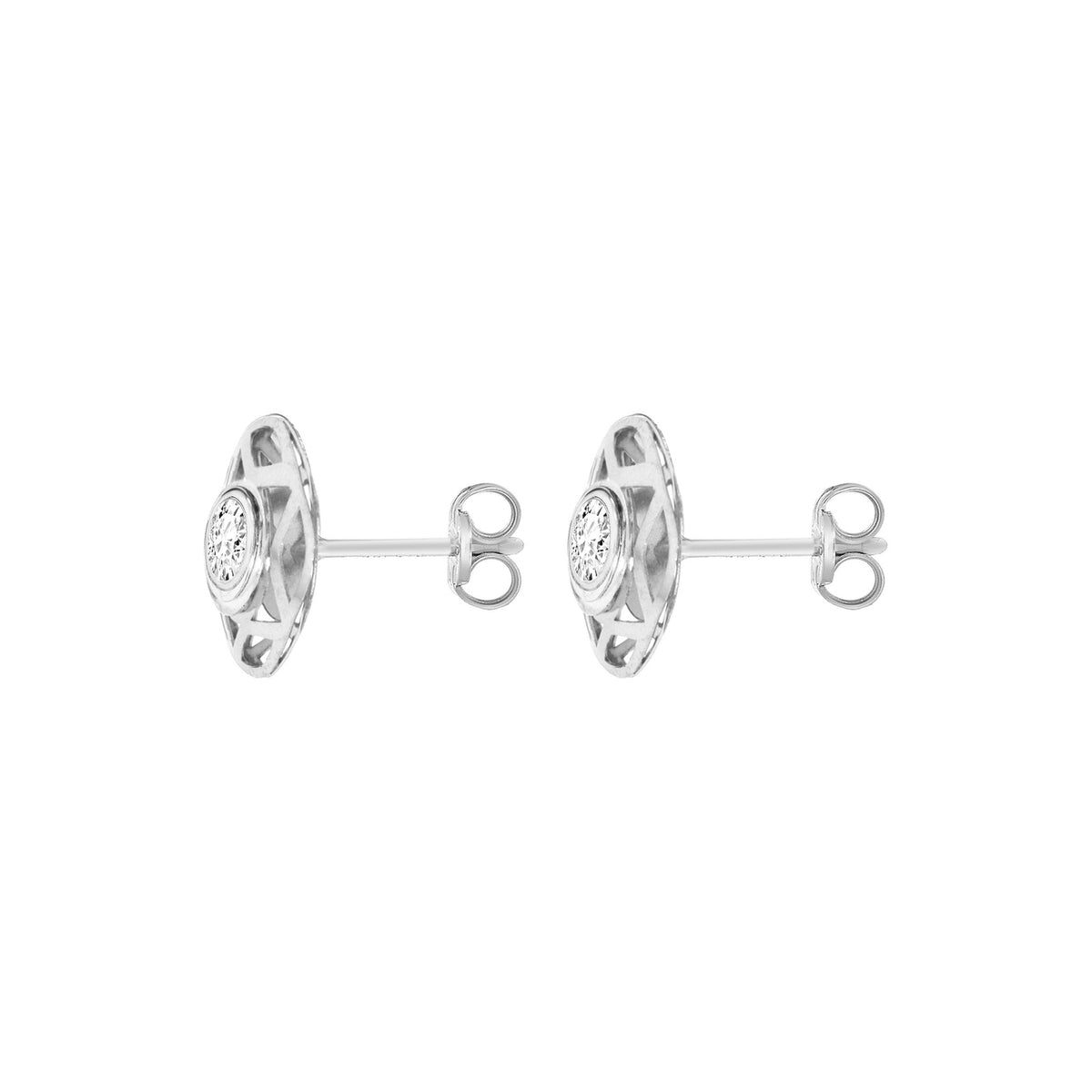 9ct Gold Zirconia Geometric Openwork Stud Earrings