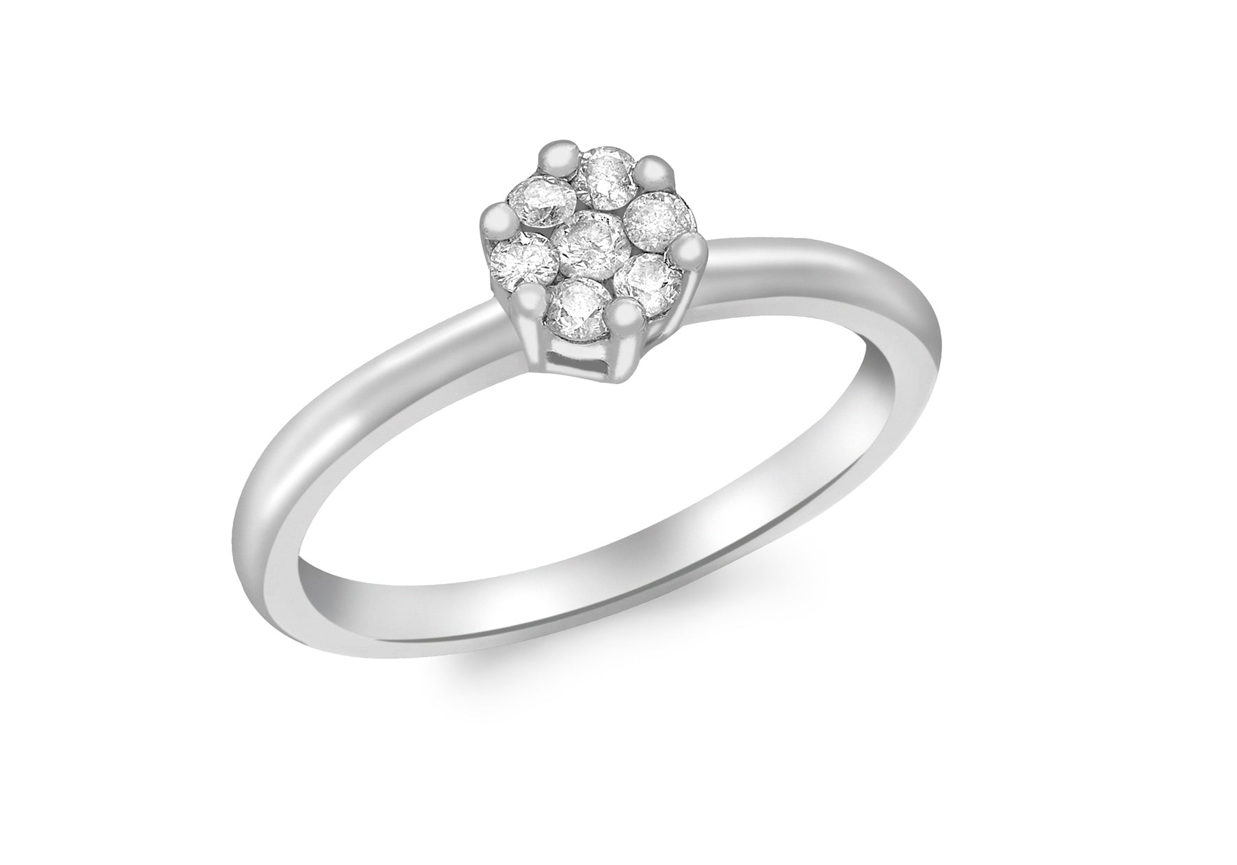 9ct White Gold 0.025ct Diamond Cluster Ring