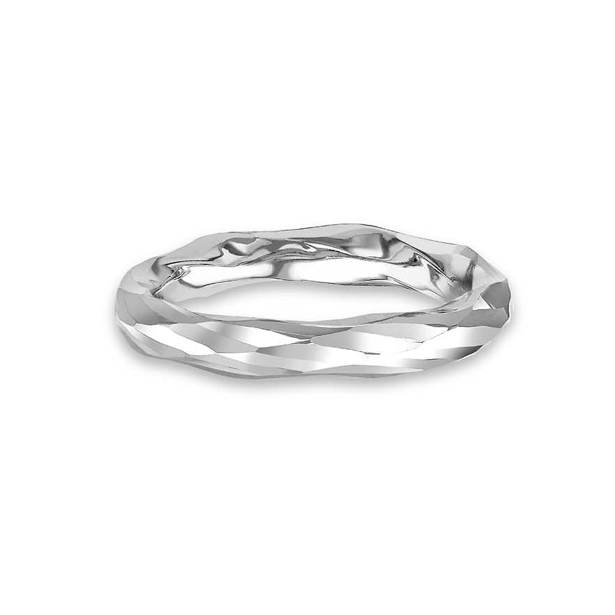 9ct White Gold Faceted Organic Band Ring