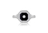 9ct White Gold 0.05ct & 0.34ct Diamond Black Octagon Ring