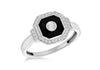 9ct White Gold 0.05ct & 0.34ct Diamond Black Octagon Ring