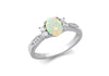 9ct White Gold Zirconia & Opal Shoulder Ring