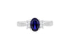 9ct White Gold Sapphire & Zirconia Shoulder Ring