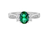 9ct White Gold Nano Emerald & Zirconia Shoulder Ring