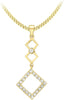 9ct Yellow Gold Zirconia Graduated Square Drop Pendant