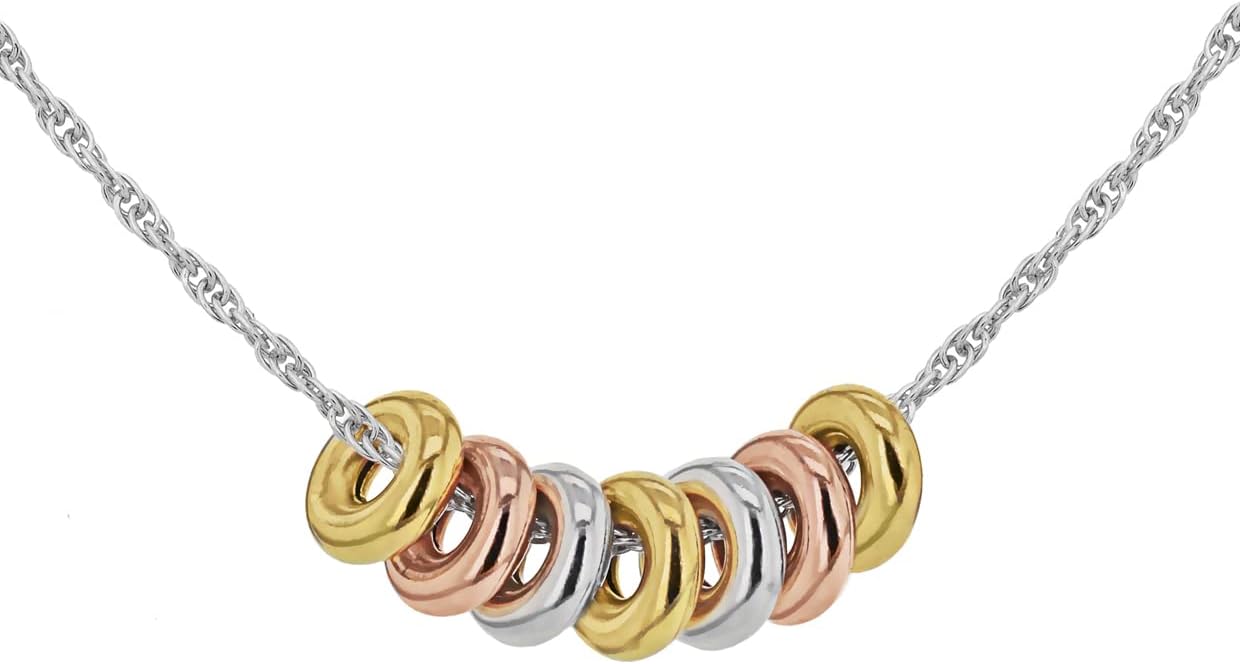 Sterling Silver 3-Tone Gold Plated Prince of Wales Chain Necklace