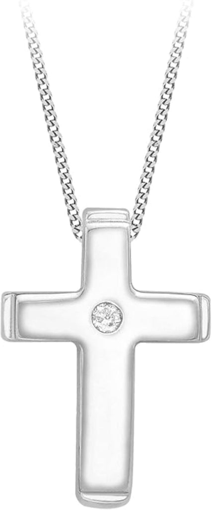 Висулка с диамантен кръст от 9ct бяло злато 0,01ct