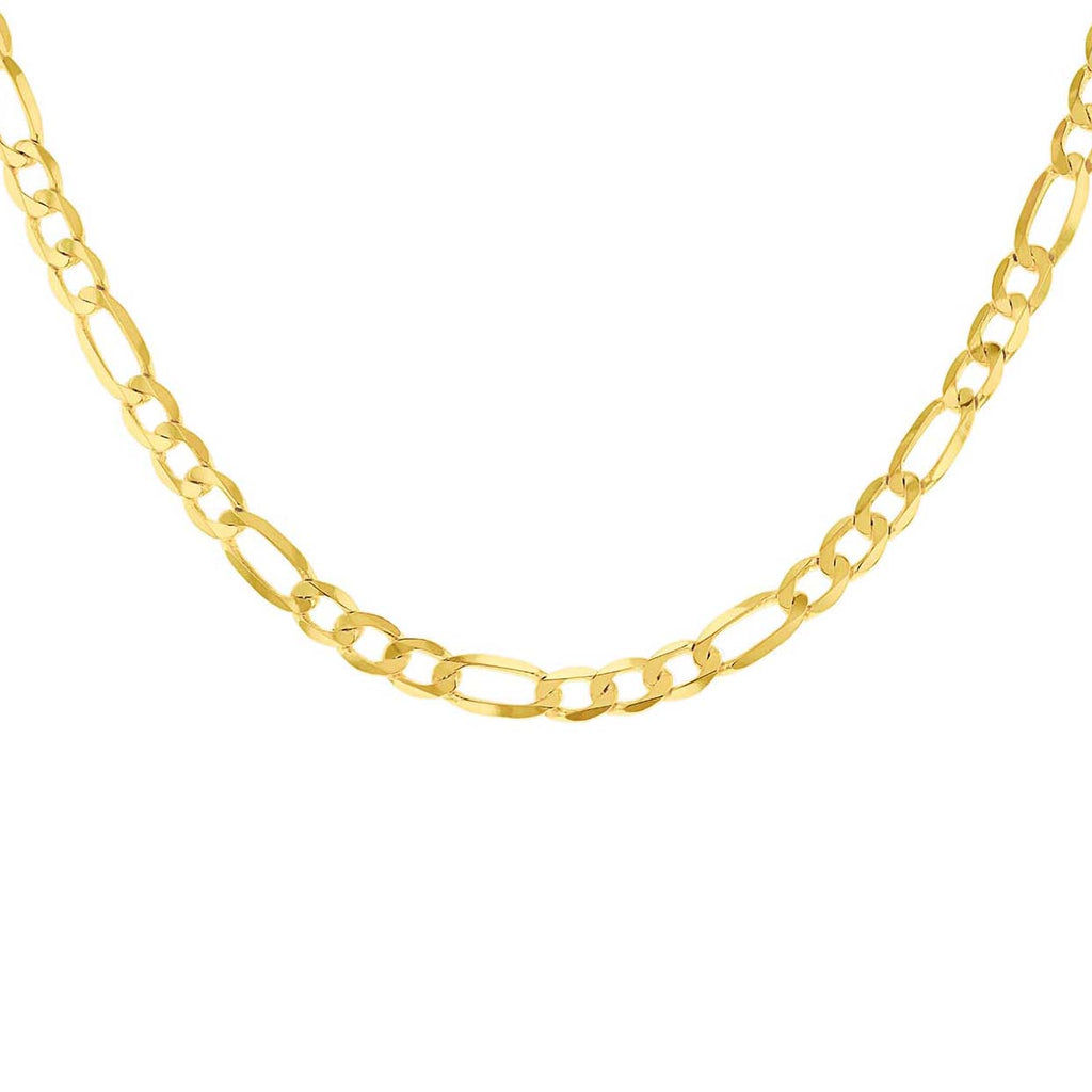 14ct Yellow Gold Solid Bevelled Figaro Chain