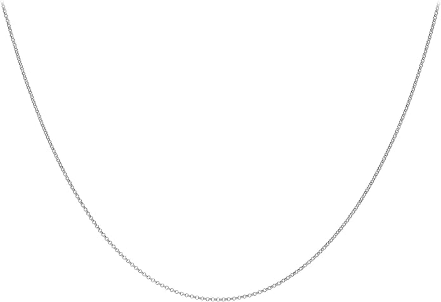 9ct White Gold Round Slim Belcher Links Chain