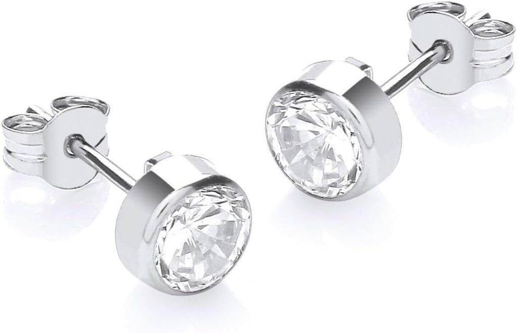 18ct White Gold Round Zirconia Stud Earrings