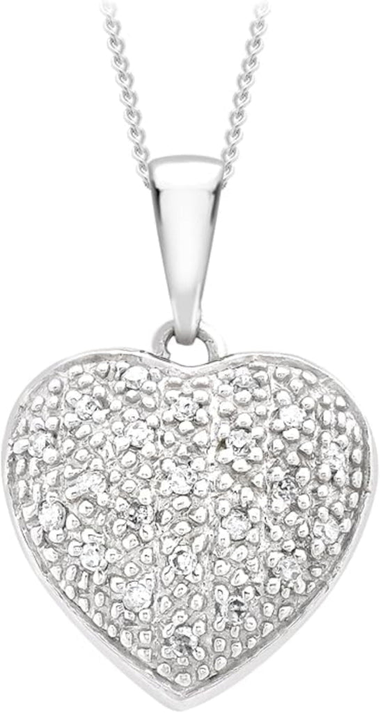Висулка с диамантено сърце от 9ct бяло злато 0,10ct