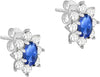 9ct White Gold Blue & White Zirconia Floral Cluster Stud Earrings