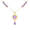 9ct Yellow Gold Amethyst Disc Drop Necklace