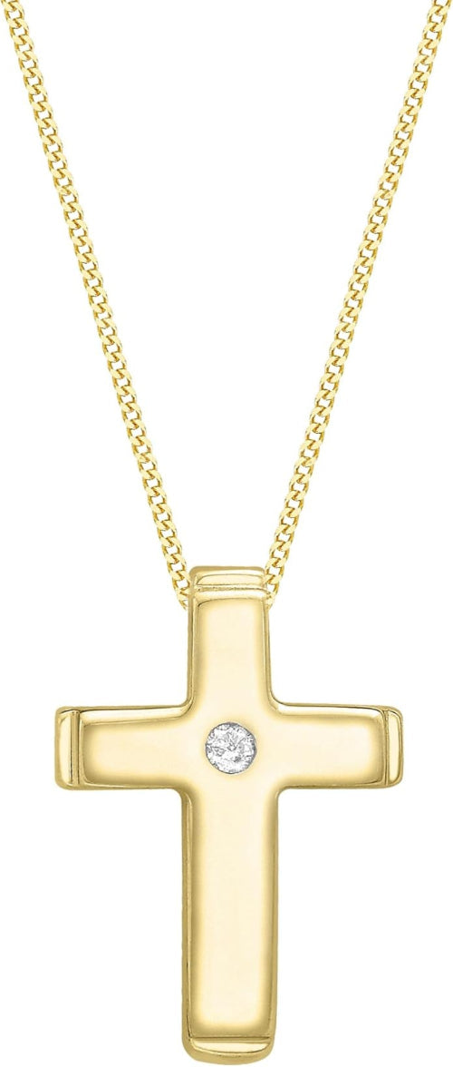 Висулка с диамантен кръст от 9ct бяло злато 0,01ct