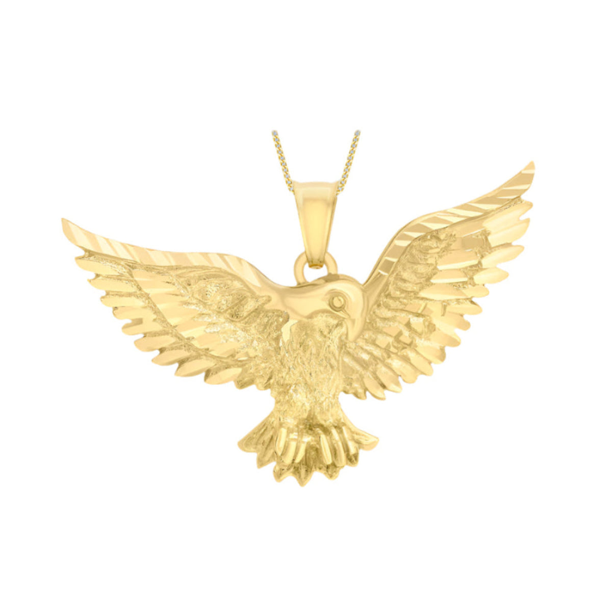 9ct Yellow Gold Diamond Cut Eagle Pendant