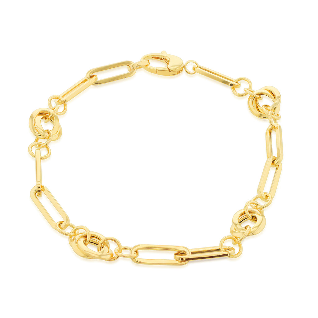 18ct Yellow Gold Paperclip & Knot Link Bracelet