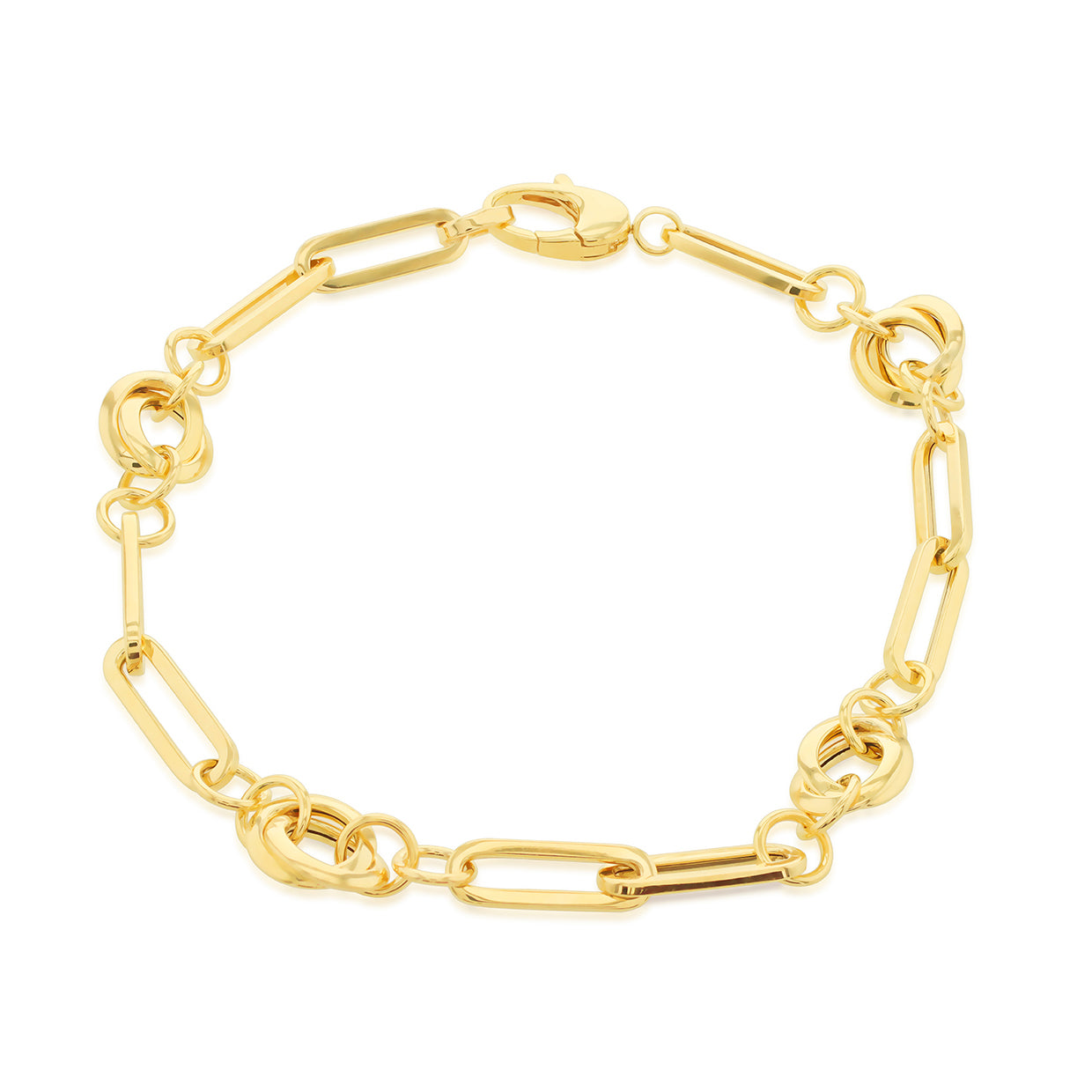 18ct Yellow Gold Paperclip & Knot Link Bracelet