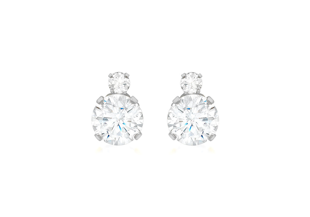 9ct Gold Double Zirconia Stud Earrings
