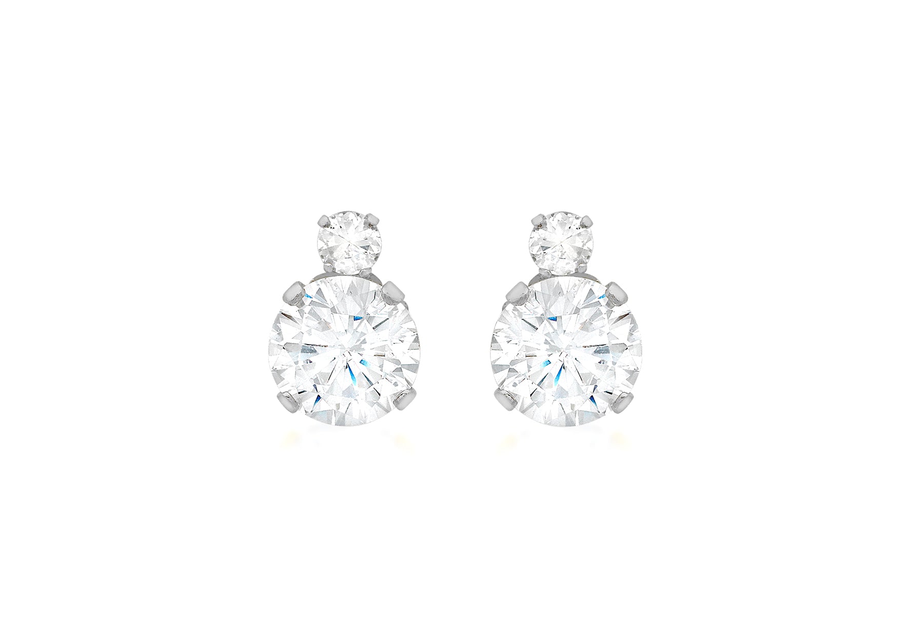 9ct Gold Double Zirconia Stud Earrings