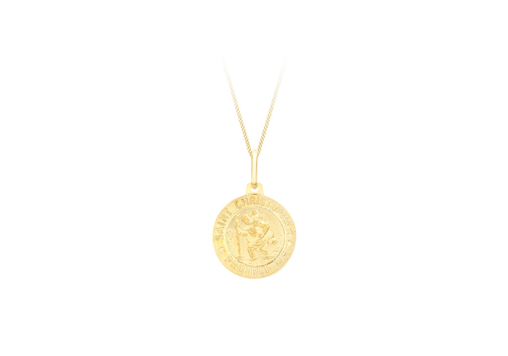 18ct Yellow St Christopher Round Satin Pendant