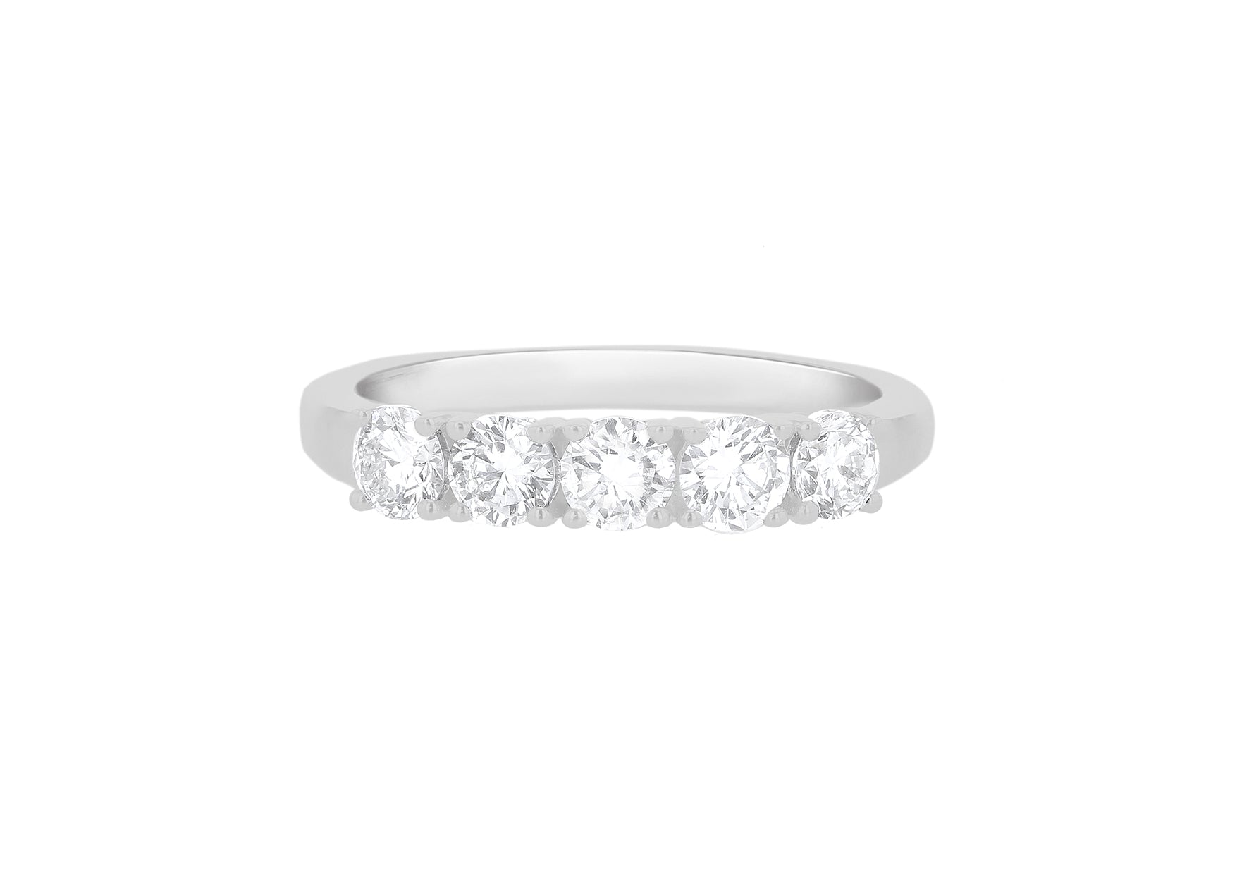 18ct White Gold 1.00ct Diamond Five Stone Half-Eternity Ring