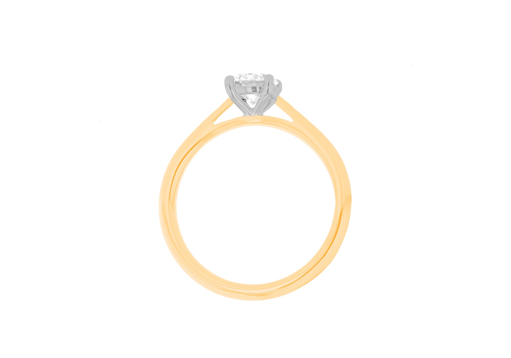 18ct Yellow Gold 1.00ct Diamond Band Solitaire Ring