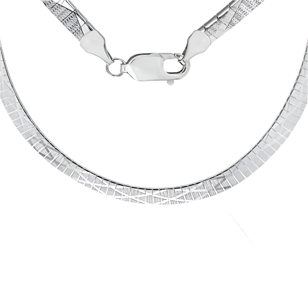 Sterling Silver Cleopatra Diamond Etched Necklace