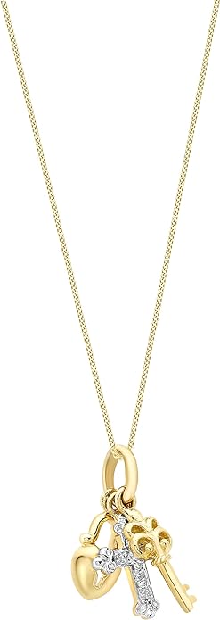 9ct Two-Tone Gold Diamond Set Faith, Hope and Charity Pendant