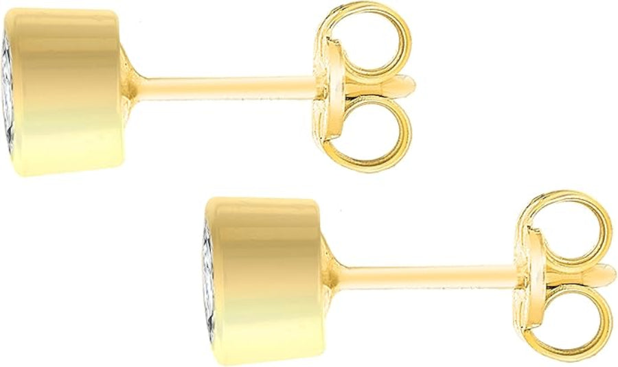 9ct Yellow Gold Bezel-Set Zirconia Stud Earrings