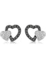 9ct White Gold 0.40ct Black & White Diamond Double Heart Stud Earrings