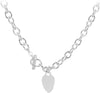 Sterling Silver Heart Charm Belcher Chain T-Bar Necklace