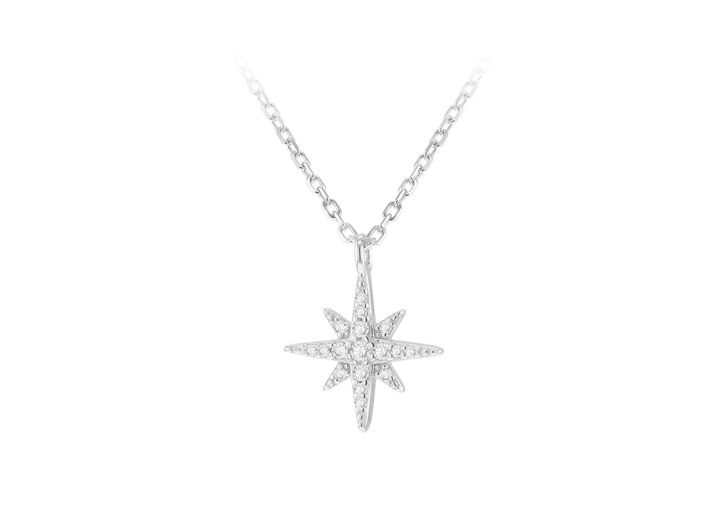 Sterling Silver Star Zirconia Pendant Necklace