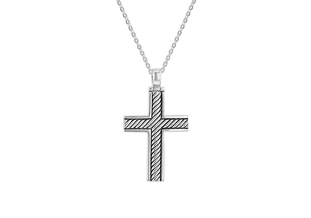 Sterling Silver Twisted Cross Chain Necklace