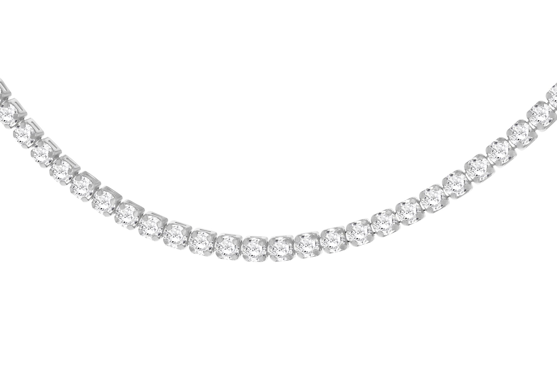Sterling Silver Rhodium White Zirconia Tennis Necklace