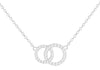Sterling Silver Zirconia Interlinked Rings Necklace